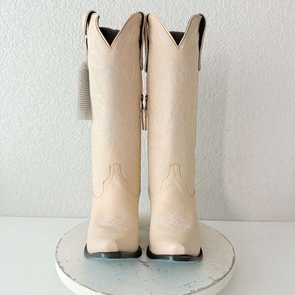 Lane SMOKESHOW Womens Cowboy Boots 8 Pale Ivory Leather Western Cowgirl Tall - Picture 5 of 13